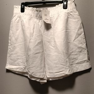 White linen blend shorts